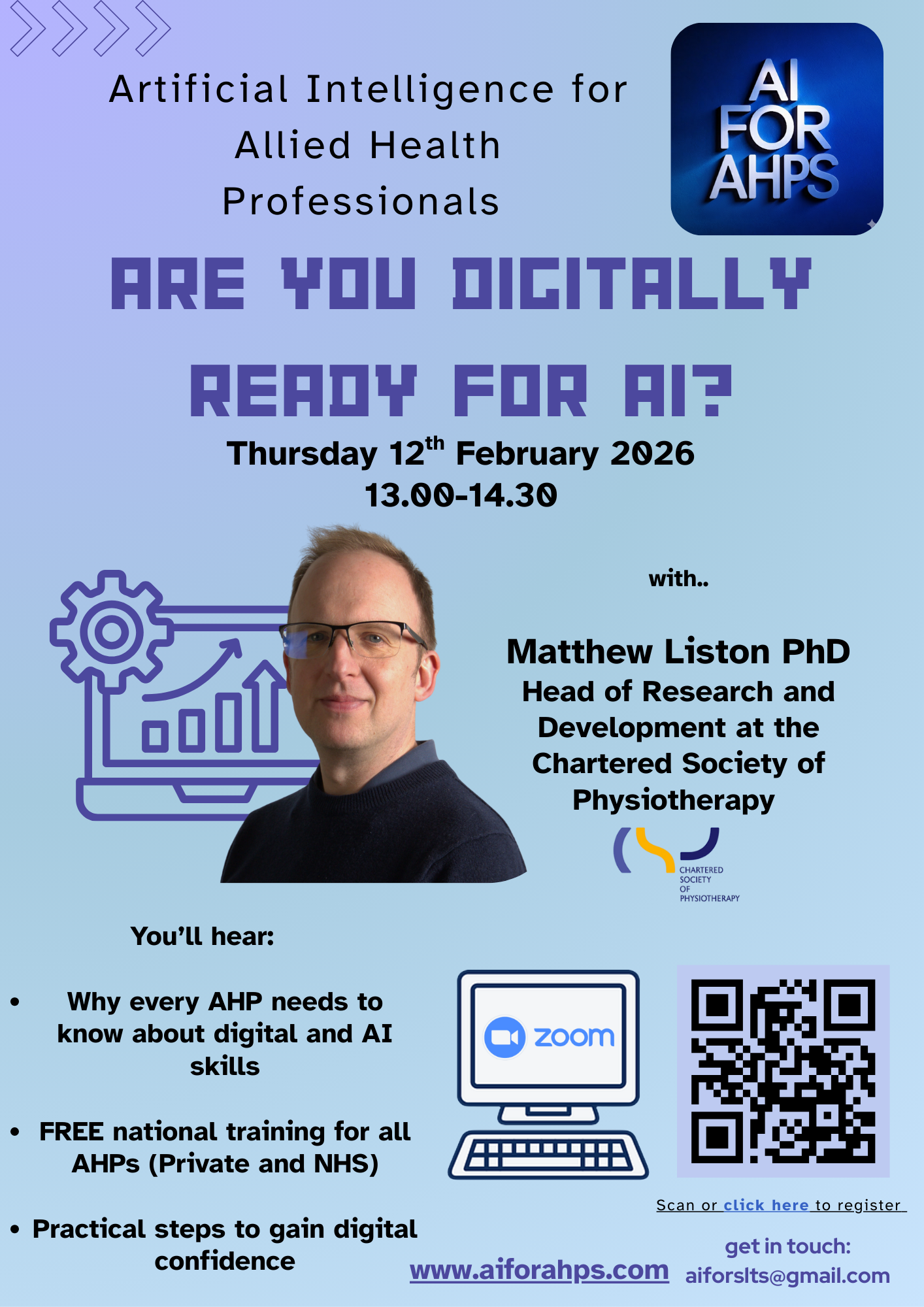 Flyer for Digitally Ready for AI? with Dr Matthew Liston