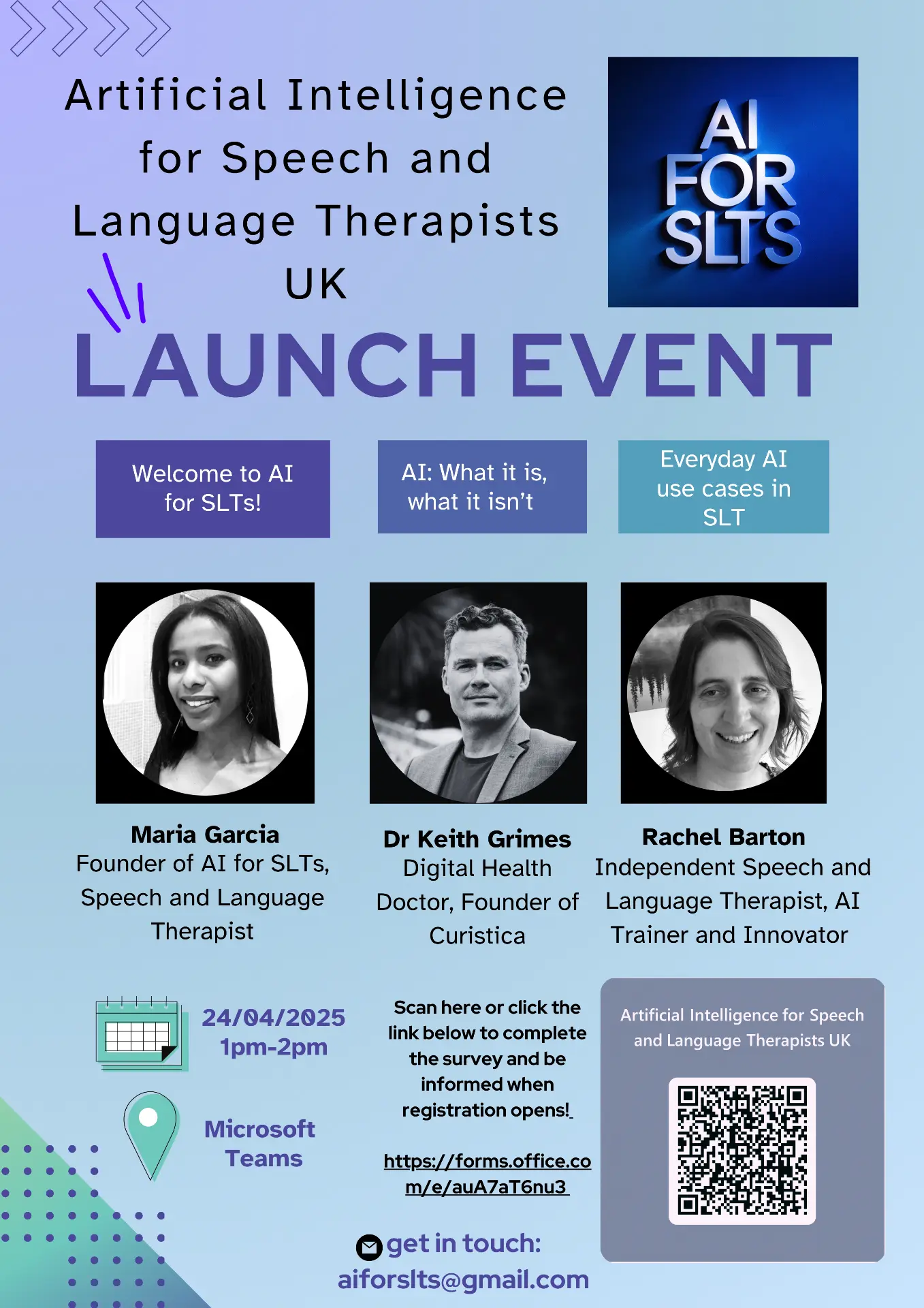 Flyer for the AI for SLTs UK launch event, April 2025
